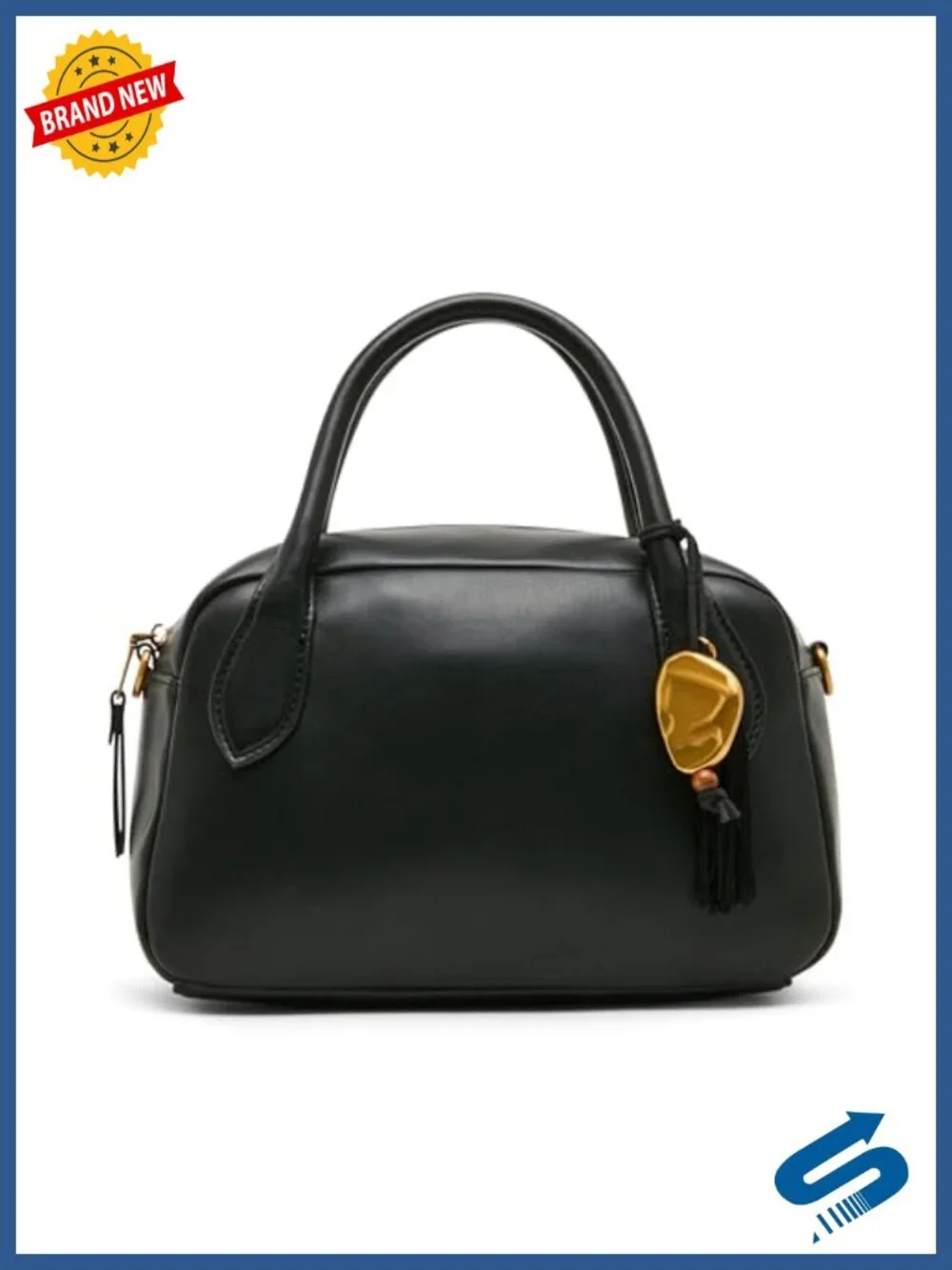 Faux Leather Medium Satchel with Removable Crossbody Strap